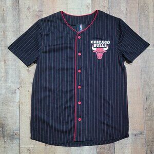 Vintage Chicago Bulls Black Pinstripe Baseball Jersey